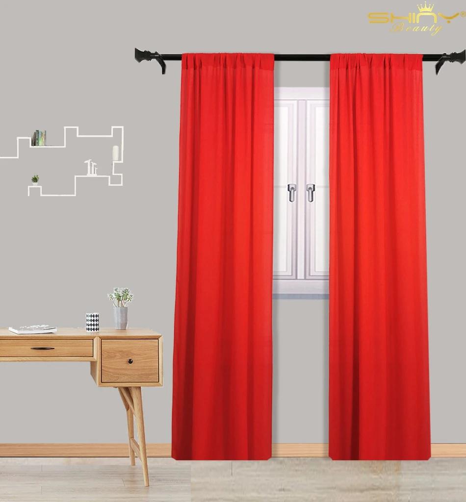 Красный отвесный фон шторы 29x78 дюймов отвесная занавеска для двери оконная
