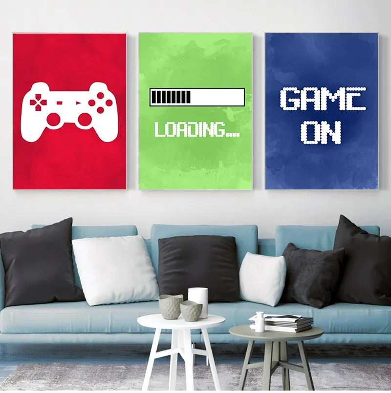 

Video Game Wall Art Canvas Painting Gaming Room Decor Posters and Prints Abstract Party Artwork Picture for Boys Room Decoration