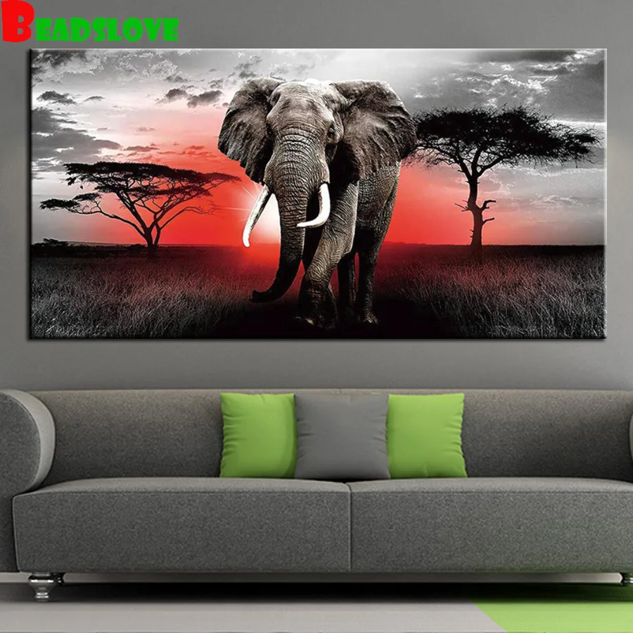 

large 5d DIY Diamond Painting Picture of Rhinestones diamond embroidery African elephant home Decoration G92