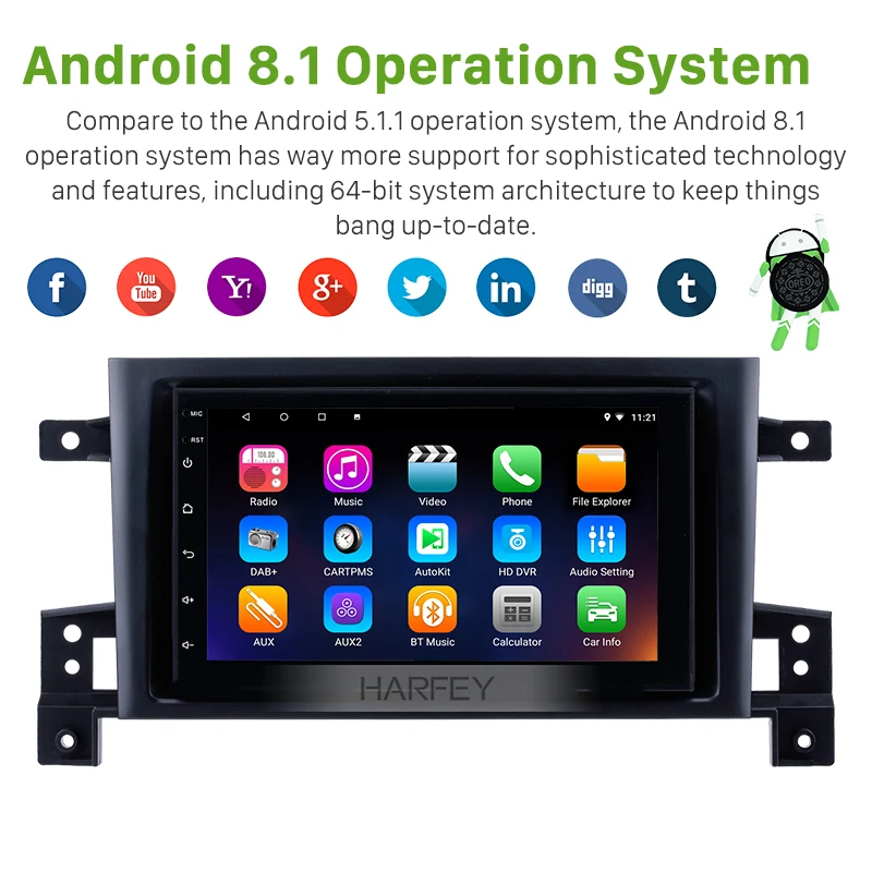 Harfey четырехъядерный Android 6 0 Автомобильный Радио Стерео 7 дюймов 2 din