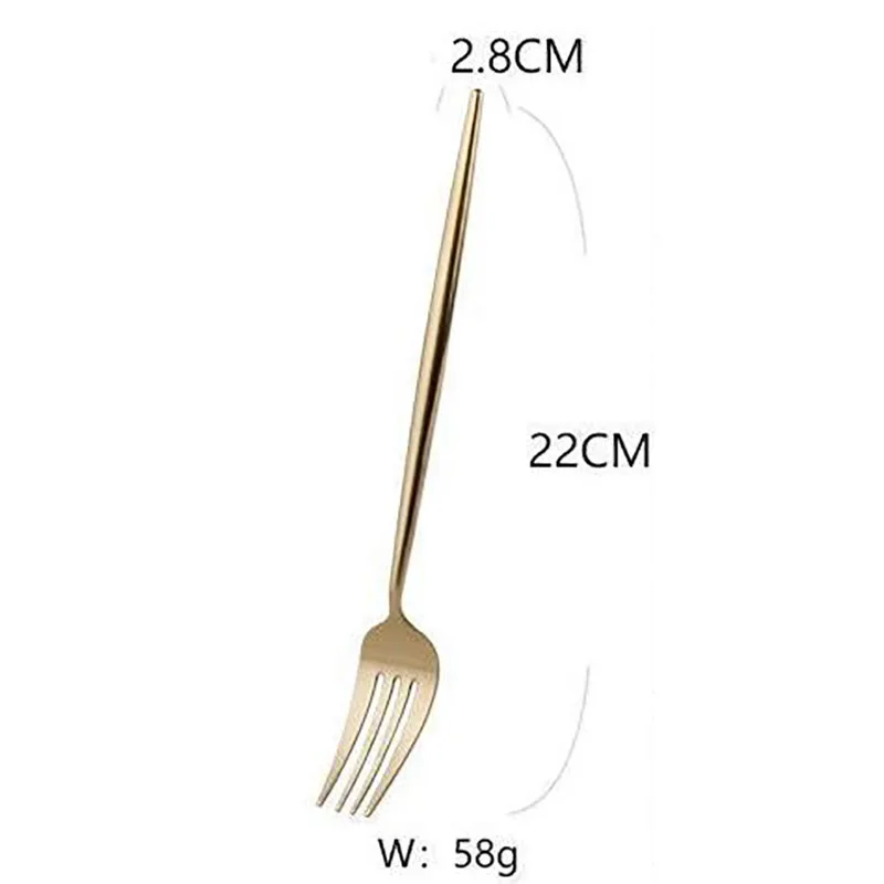 main fork Золотой столовый набор из 18/10 нержавеющей стали, набор столовых приборов, палочки для еды, нож для масла, десертная обеденная ложка, вилка, чайная ложка, посуда, 1 шт - Цвет: main fork