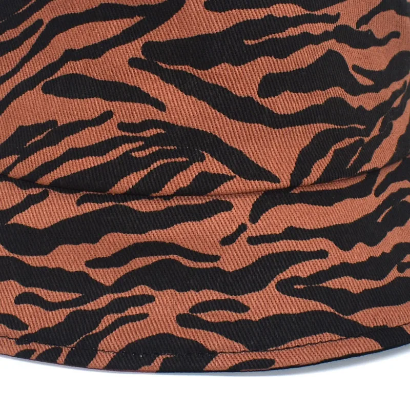 

bucket hats women men summer spring Zebra pattern print fisherman hats women foldable round top Hip Hop panama cotton bucket hat