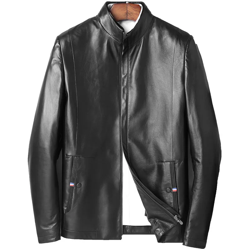 

leather leather men's new collars sheep leather jacket down jacket measures bladder plus hair thickening hot style