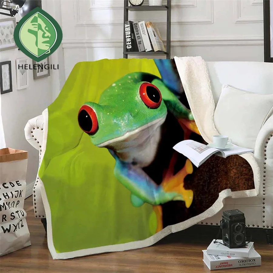 

Одеяло из шерпы HELENGILI в виде лягушки, женское цветочное покрывало, бархатное плюшевое мягкое удобное домашнее одеяло для кемпинга