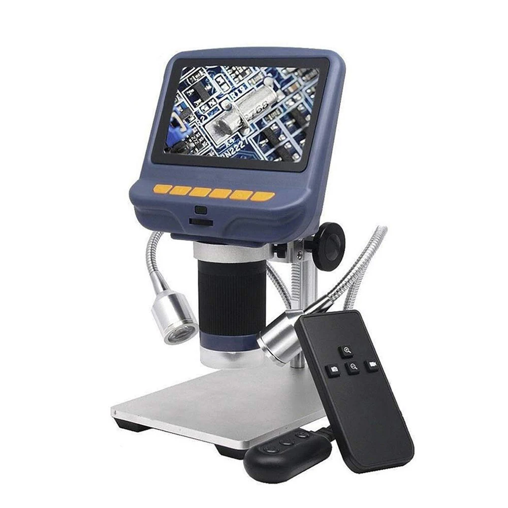 

Настольный цифровой микроскоп, микроскоп, камера с 220X увеличением, USB, 4,3 дюйма, HD экран, светодиодное освещение для микроскопа, для пайки