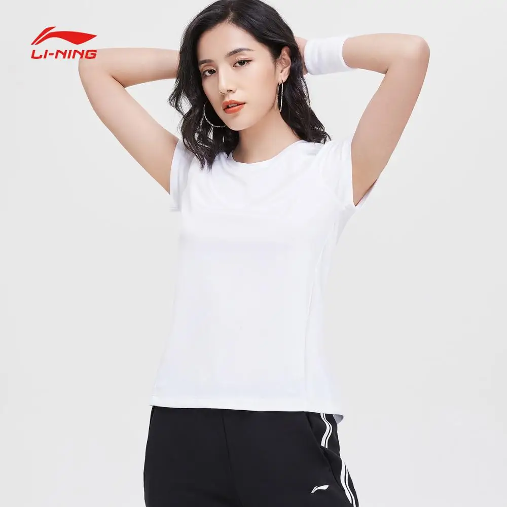 Li-Ning, женская футболка для бега, облегающая, полиэстер, на сухой, смарт-подкладке, дышащая, комфортная, Спортивная футболка, топы ATSP038 WTS1477