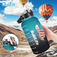 quifit gallon water bottle 2 2l 73 oz flip flop wide mouth with times to drink large capacity bpa free motivational quote