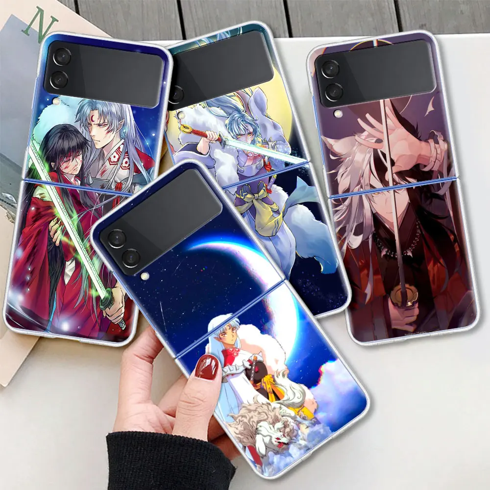 

Clear Case for Samsung Z Flip3 5G Phone Cover for Galaxy ZFlip 3 Hard Silicone Funda For Z Flip3 Capa Inuyasha Anime