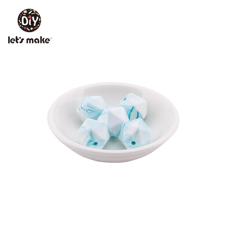 marble blue Let' s сделать 20 шт. Силиконовые Бусины Пищевой шестигранный силиконовый шарик 14 мм Сделай своими ругами слингобусы соска цепь Bpa Бесплатный Детский Прорезыватель - Цвет: marble blue
