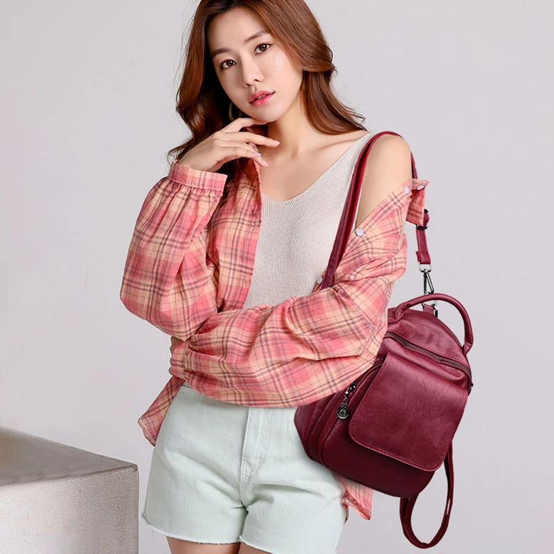 Женские многофункциональные рюкзаки для девочек женские кожаные большие