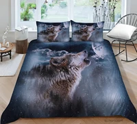 hot style soft bedding set 3d digital wolf printing 23pcs duvet cover set with zipper single twin double full queen king