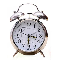 4 inch galvanized silver metal bell alarm clock