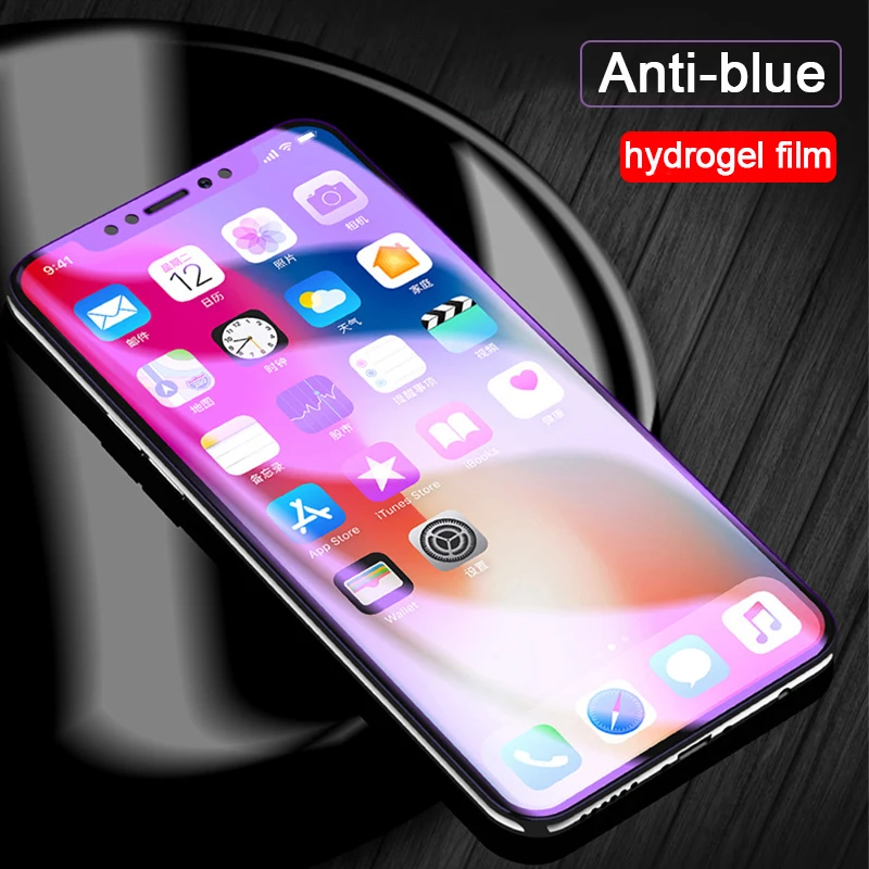 

Для iPhone x xs xr xsmax 8 6 7 plus гидрогель анти-синий свет передняя Невидимая защита экрана мягкая ТПУ нано пленка