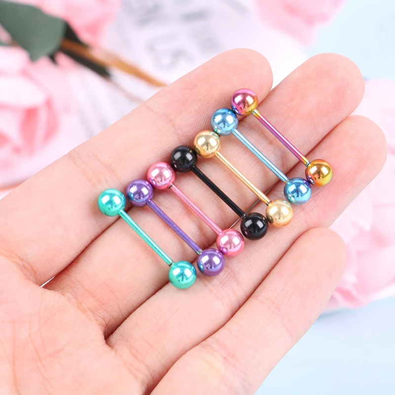 7 цветов/комплект стержни из нержавеющей стали с двумя шариками для пирсинга |