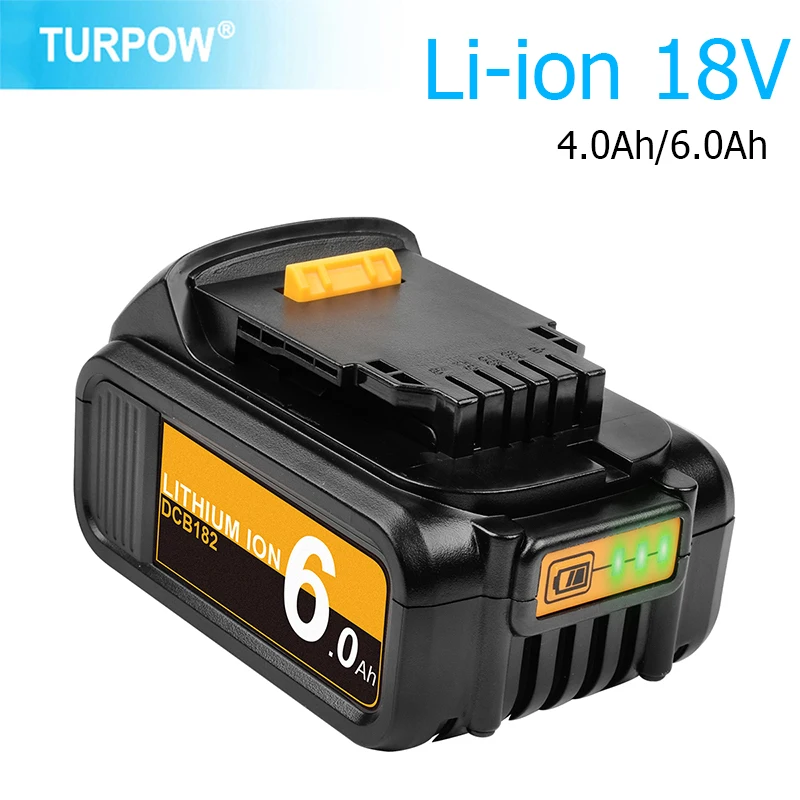 Литий-ионный аккумулятор Turpow 18 в 6 0 А · ч DCB182 для электроинструментов Dewalt DCB180 DCB181