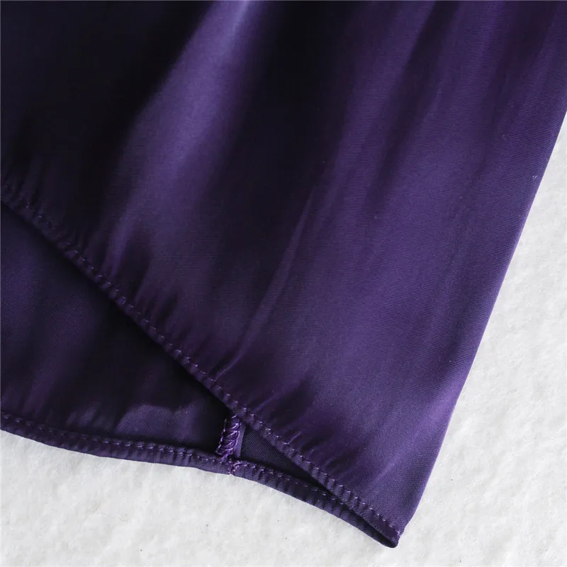 

BLSQR Fashion Purple Playsuits Women Chic Vintage V Neck Elastic Waist Female Short Jumpsuits Mujer