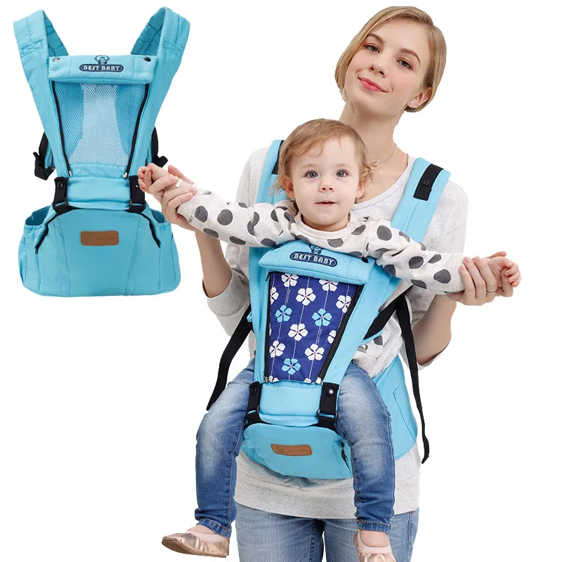 

High Quality Baby Ergonomic Hipseat Carrier Toddler Breathable Floral Cotton Backpack Wrap 0-36Months Slings Infant Seasons 4