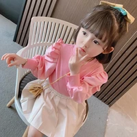 girls long sleeved t shirt girls baby spring and autumn clothes cotton puff sleeve bottoming shirt princess top