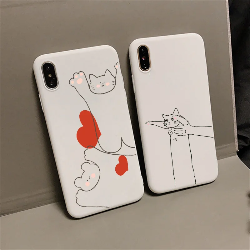 Японский простой забавный белый чехол с котом для телефона Huawei P30 P20 P10 Pro Lite Plus