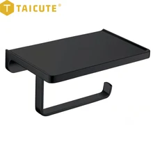 TAICUTE 2021 Toilet Paper Holder with Smooth Shelf Wall Mount Steel Tissue Paper Roll Hanger Bathroom Accessories Hardware