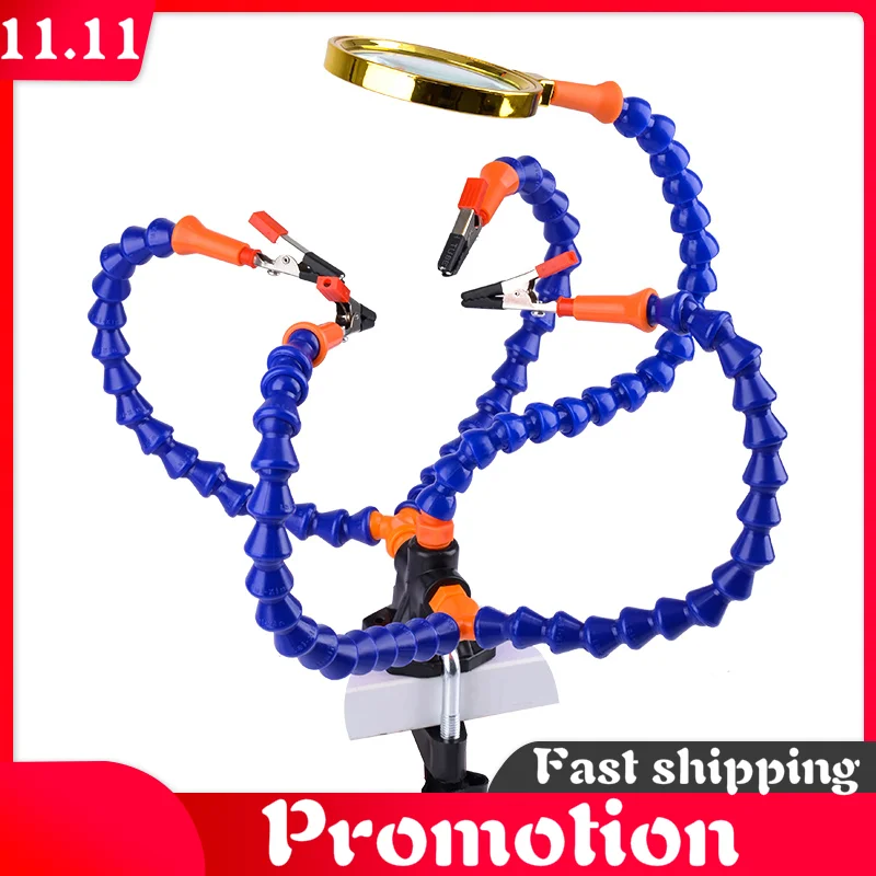 

Bench Vise Table Clamp Soldering Station With 5Pc Flexible Arms Soldering Iron Holder Pcb Welding Repair Third Hand Tool