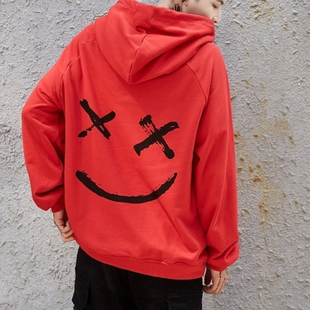 

Mens Smile Hoodies Winter Hip Hop Print Oversized Sweatshirts Fashion Patchwork Unisex Couple Streetwear Men Women Hoodies