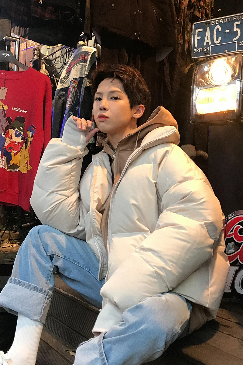 

2020 Autumn And Winter New Korean Version Of The Couple European And American Style Solid Color Thick Cotton Clothing