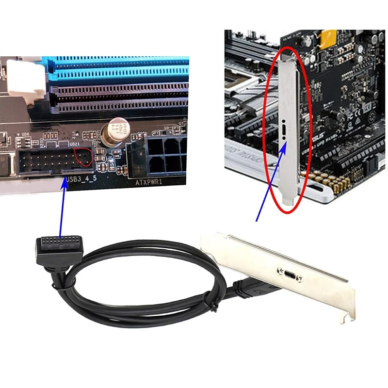 USB 3 0 20 Pin к C Передняя панель кабель заголовка гнездо Type гнездовой панели