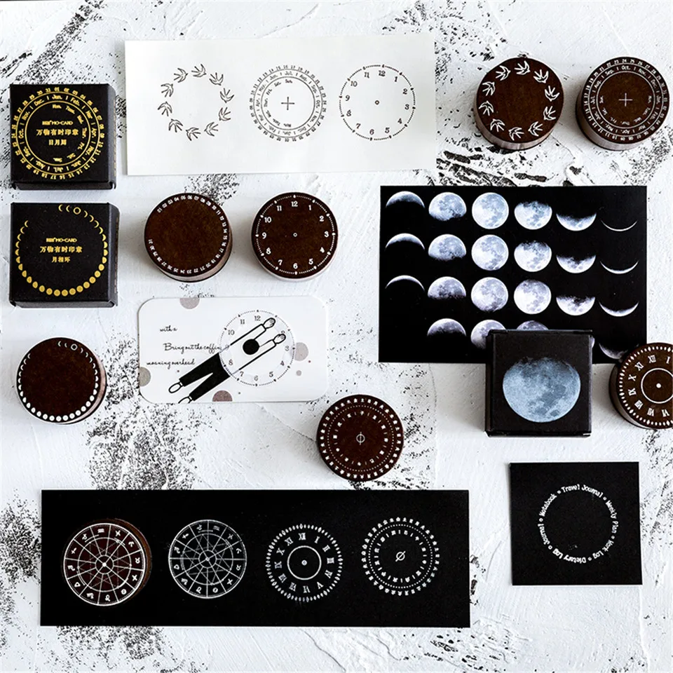Moon Phase Clock Новое поступление 2019 деревянные наборы штампов печать для DIY