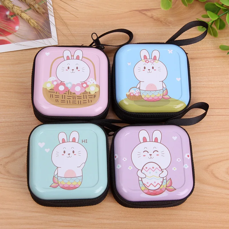 

Random Delivery Cartoon Tinplate Coin Purse Mini Portable Round Earphone Bag Children's Small Wallet Square Coin Key Case