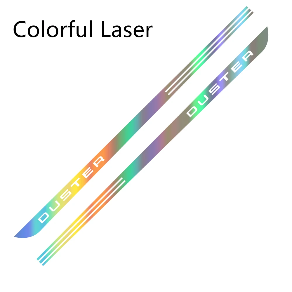 Colorful Laser 2 шт. для Dacia Renault Duster, автомобильная Боковая дверь, наклейка в полоску, авто стиль, наклейка, виниловая пленка, автомобильный тюнинг, аксессуары - Название цвета: Colorful Laser