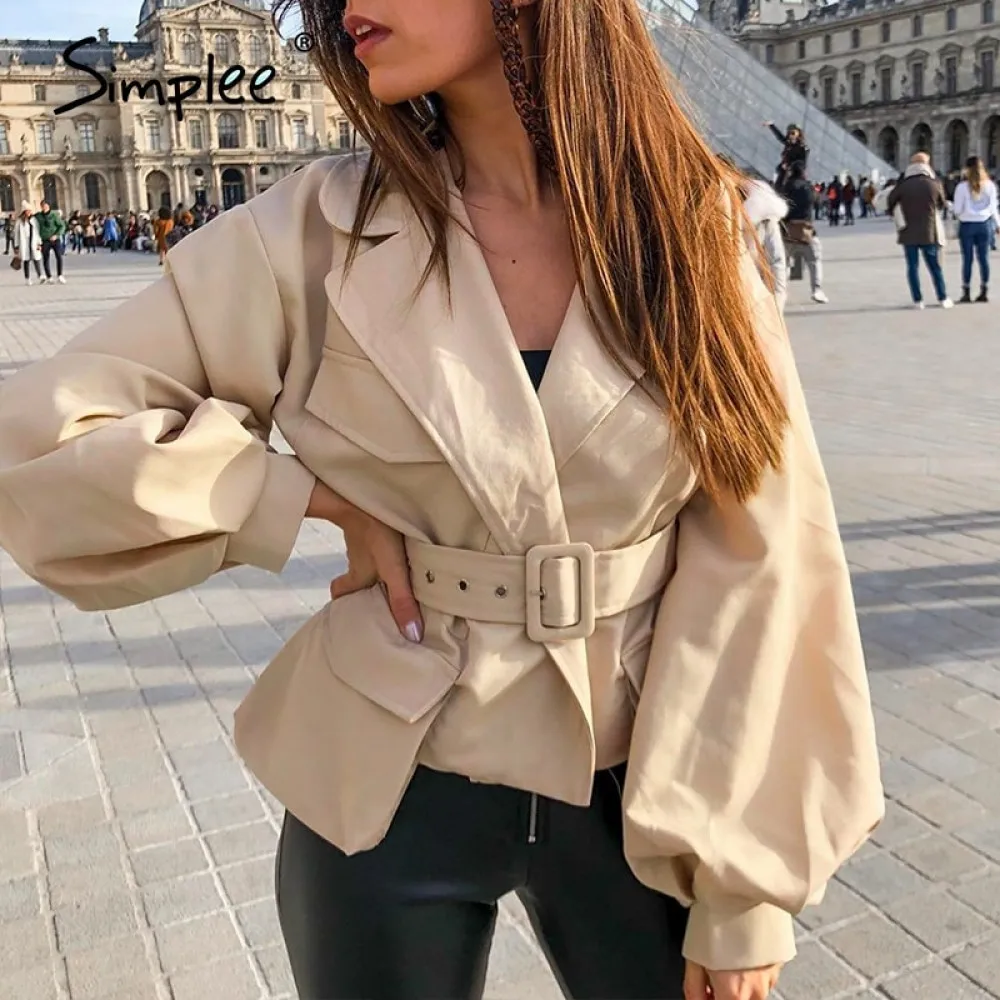 Куртка Simplee женская короткая с рукавами-фонариками тонкая верхняя одежда