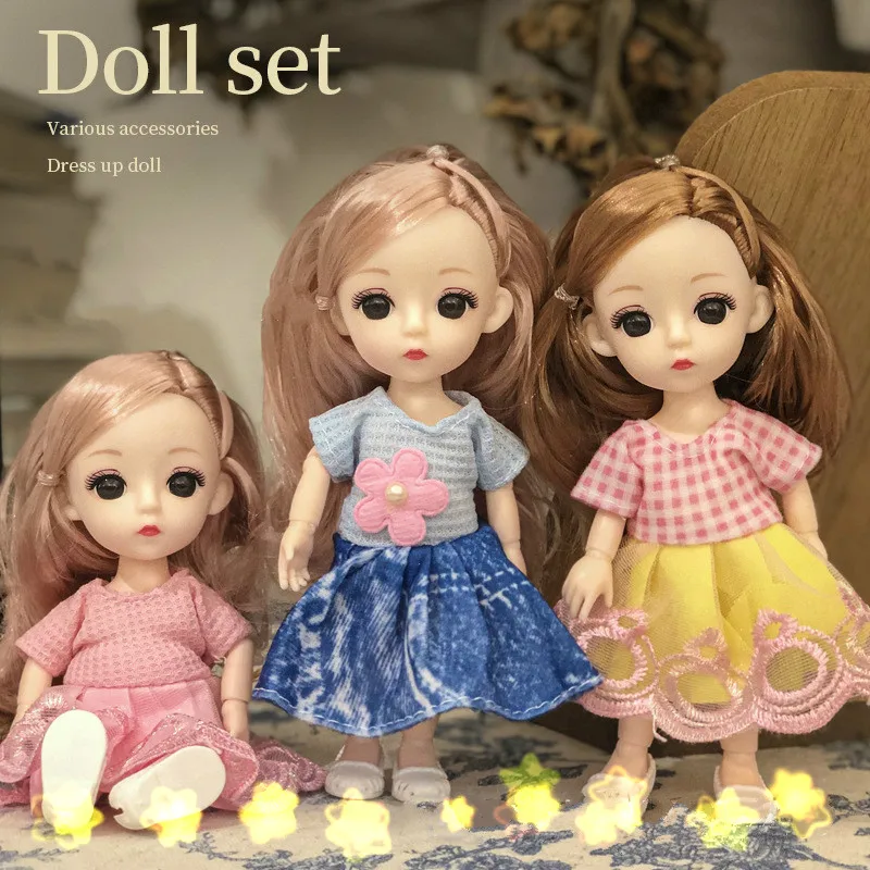 

Hot Sale Kawaii 16cm Doll Set Small Mini Girl Princess Toy Very Soft Full Body Silicone Beautiful Doll Real Touch Toy Gift
