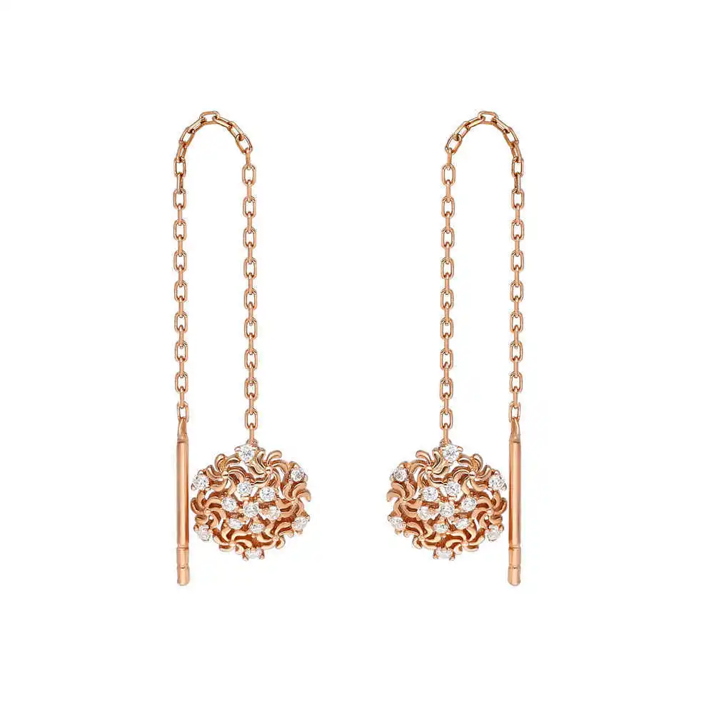 

Zircon Cubic Zirconia Snowflake Rose Color 925 Sterling Silver Dangle Earrings