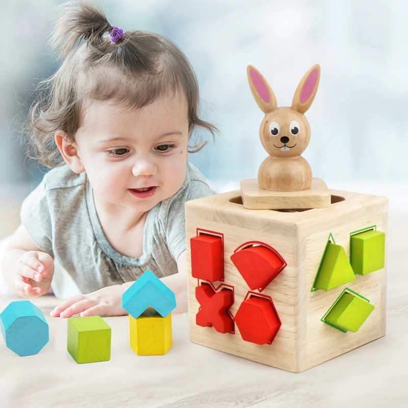 

Wooden Blocks Shape Sorter Toys for Toddlers Color Shape Sorting Matching Game with Box Activity Toys for Kids Ages 3+