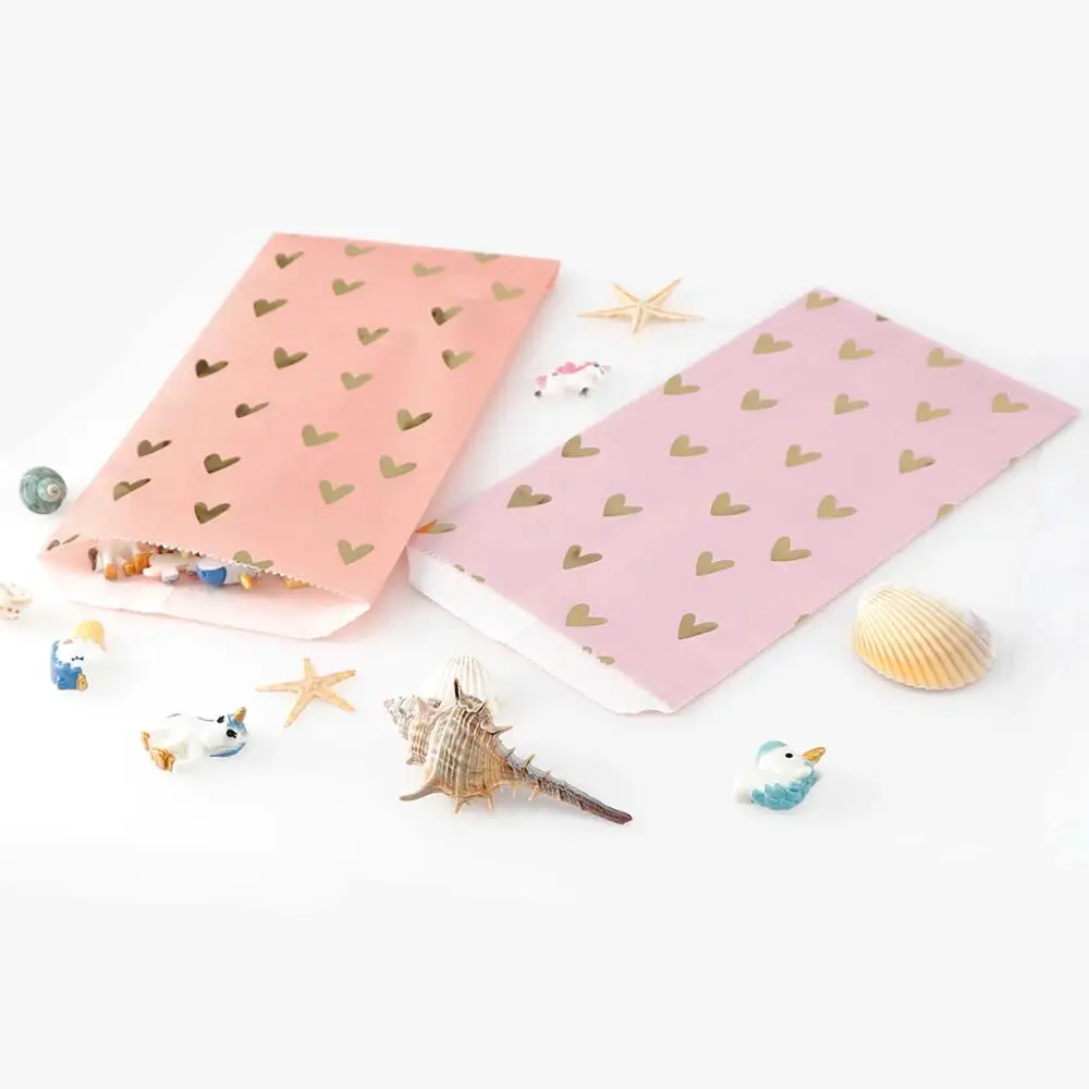 12 шт конфетных пакетов конфетный подарочный бумажный пакет розовый и золотой