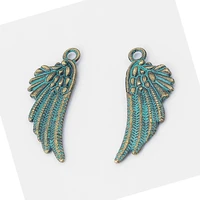 20pcs alloy verdigris patina greek bronze wing charms pendants for diy bracelet necklace handmade jewelry finding making 29x11mm