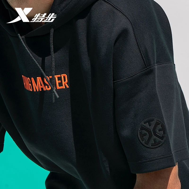Xtep Мужская футболка лето 2019 хлопковая с капюшоном и короткими рукавами мужская
