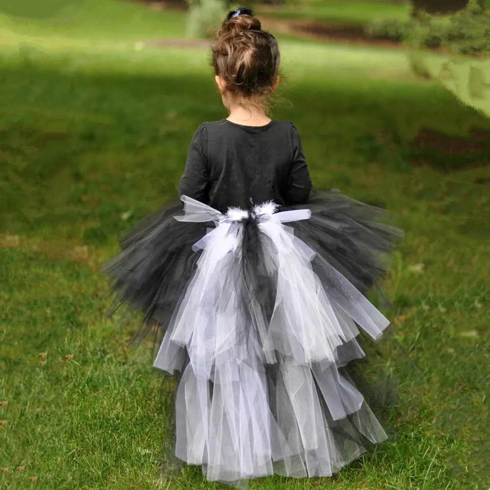 Черно-белое платье-пачка Skunk для девочек с меховым хвостом пушистыми животными