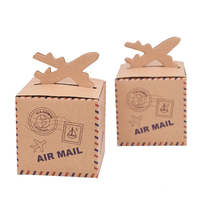 10/20/30 шт крафт Бумага сумка Винтаж штамп AirMail(заказное, Авиапочта) подушка квадратная коробка для конфет для Свадебная вечеринка Детский день рождения упаковочные материалы для подарков