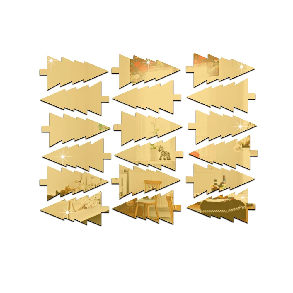 18 шт. креативные Рождественские Елочные акриловые зеркальные наклейки на стену