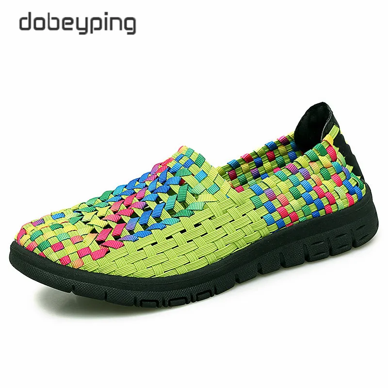 dobeyping New Autumn Women's Shoes Colorful Woven Female Flats Casual Slip On Sneakers Woman Light Weight Walking Women Loafers