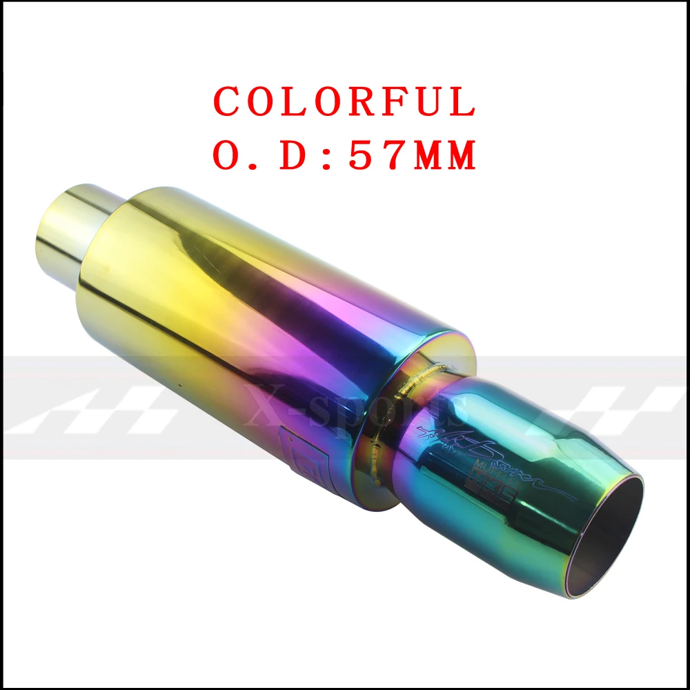 colorful 57MM Выхлопные системы автомобиля наконечник глушителя выхлопной трубы Высокое качество Универсальный нержавеющая сталь 304 интерфейс: 51 57 63 мм экспорт: 76 мм глушители - Цвет: colorful 57MM