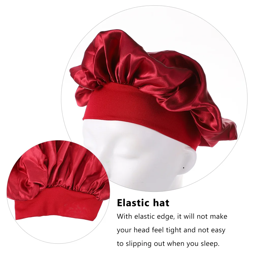 

2pcs Nightcap Sleeping Cap Hair Care Cap Bouffant Cap Elastic Bonnet Hat