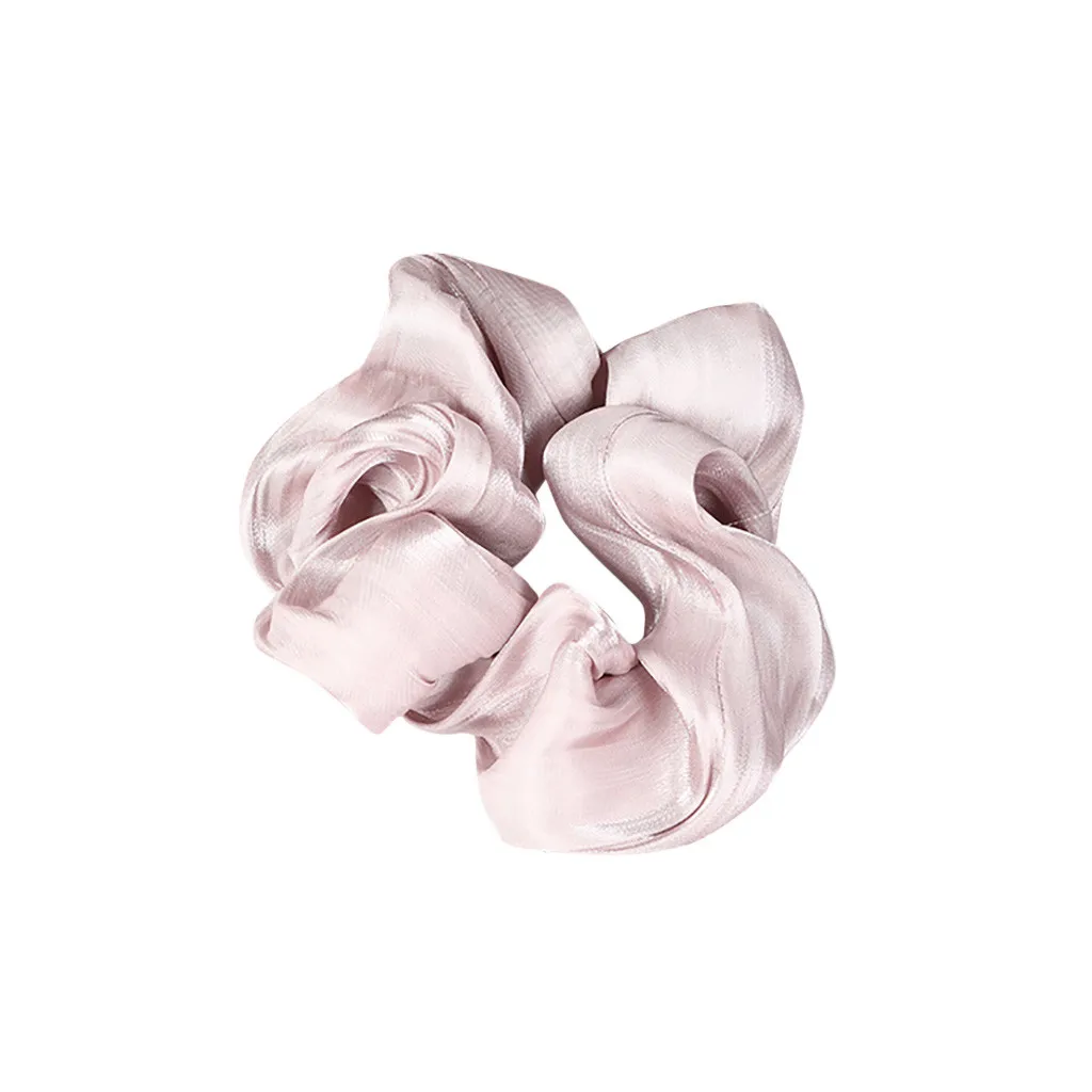 Женские супер мягкие шелковые атласные Кольца для волос чистый цвет ткань ободок