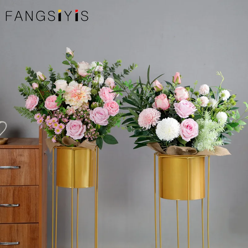 

Artificial Roses Flowers Arrangement Silk Bouquet for Home Office Parties Bridal and Wedding Decoration