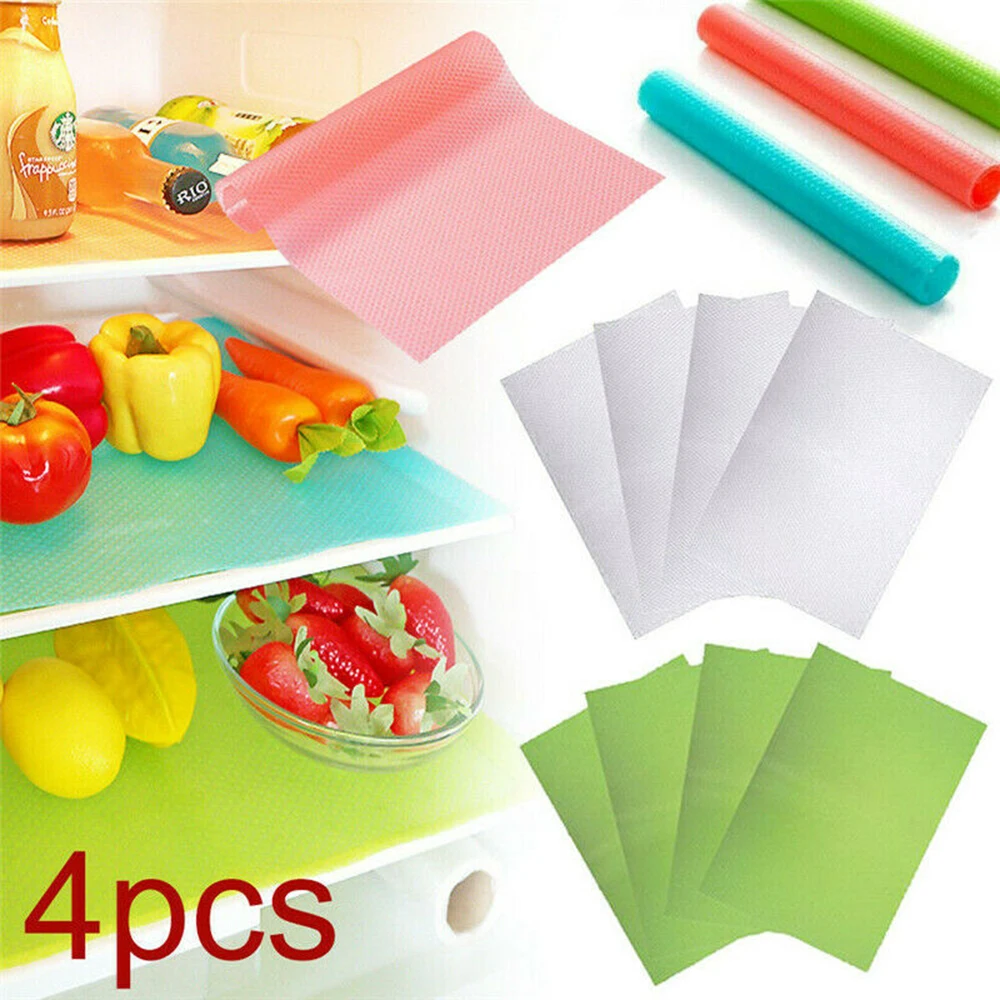 

4PCS Refrigerator Shelf Cover Liners Cabinet Drawer Mat Moisture-Proof Waterproof Dust Anti-Slip Fridge Kitchen Table Pad Paper