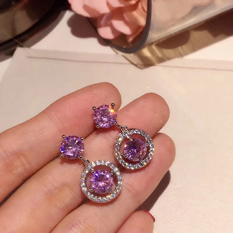 Модные трендовые элегантные серьги-гвоздики с кисточкой из циркония ААА женские