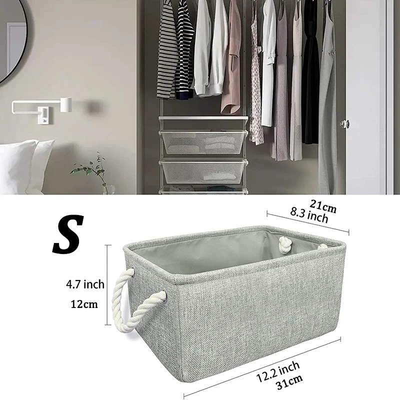

Storage Bins Baskets For Organizing With Cotton Rope Handles Closet Toy Box Container Organizer Fabric Basket With Handles