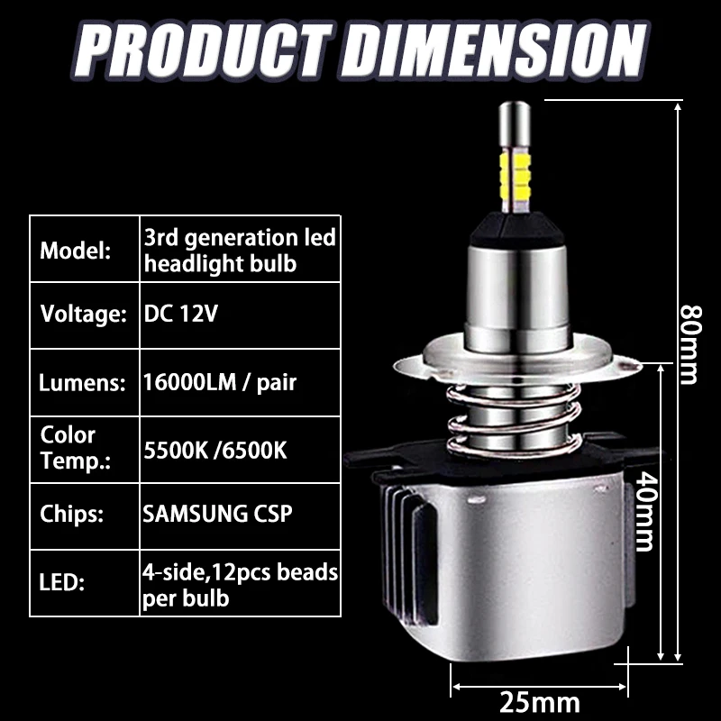 Комплект из 2 предметов с 4 стороны SAMSUNG чипы мини H1 LED H7 H4 H8 H11 9005 9006 HB4 Автомобильные